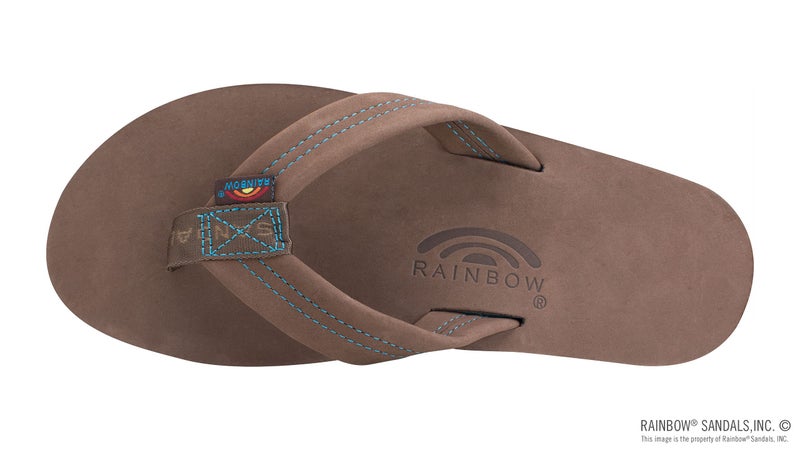 Rainbow Sandals Men's Single Layer Premier Leather with Blue Midsole, Expresso, Men's Large / 9.5-10.5 D(M) US - Image 3